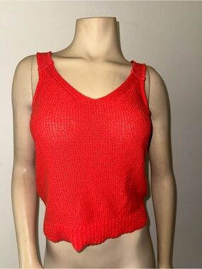 Madewell Bright Red V-Neck Knit Tank